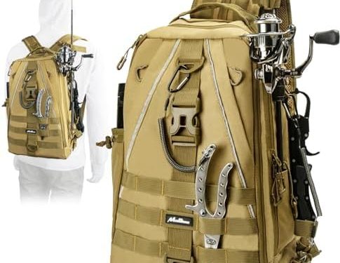 MoiShow Fishing Backpack Tackle Bag, Fishing Tackle Backpack with Rod Holder, Tackle Box Backpack for Fishing Gear and Equipment, Water-Resistant Lightweight Outdoor Fishing Tackle Storage Bag