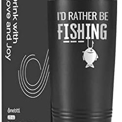 Onebttl Fishing Gifts for Men Guys, Unique Fishing Mug for Him, 20oz Stainless Steel Tumbler Fishing Tumbler for Dad, Husband, Coworkers, Friends, I’d Rather be FXXXing