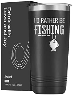 Onebttl Fishing Gifts for Men Guys, Unique Fishing Mug for Him, 20oz Stainless Steel Tumbler Fishing Tumbler for Dad, Husband, Coworkers, Friends, I’d Rather be FXXXing