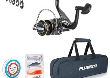 PLUSINNO Fishing Rod and Reel Combo, Ultralight Carbon Fiber Telescopic Fishing Pole with EVA Handle, Left/Right Hand Anti-Reverse Spinning Reel, Best Gifts for Man Fishing Gear and Equipment
