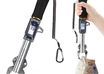 SANLIKE Fish Gripper with Digital Fish Scale 55LBS Stainless Steel Fish Lip Gripper Scale, HD Large Display, Waterproof & Saltwater-Resistant, 360 Degree Spinning Claws Professional Fish Holder Tool
