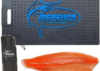 Mershca Fish Fillet Mat with Storage Bag, Portable Fish Cleaning & Cutting Board Grips Fish for Easy Filleting, Fish Mat for Scaling Fish, 14″x24″