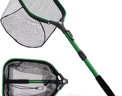 MoiShow Floating Fishing Net Fish Landing Net, Fishing Nets for Fish, Kayak Fishing Net with Third-gen Upgrade Locking Switch – Lightweight Rubber Coated Fish Net for Easy Catch & Release