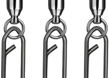 Atibin Snap Connector Fishing Swivels Stainless Bearing Ball Snap Swivels Steel Quick Change Fishing Clips Swivel Black Nickel