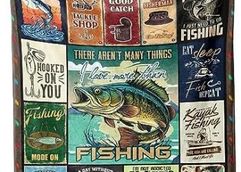 Hugruby Fishing Gifts Blanket 50×60in, Fishing Gifts for Men, Funny Fishing Gift for Fisherman, Gifts for Men Who Love Fishing, Bass Fishing Gifts, Best Fishing Gift for Fishing Lovers Throw Blankets