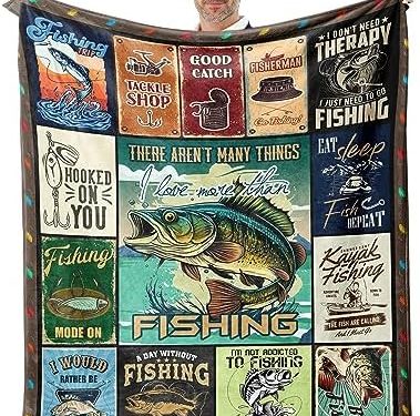 Hugruby Fishing Gifts Blanket 50×60in, Fishing Gifts for Men, Funny Fishing Gift for Fisherman, Gifts for Men Who Love Fishing, Bass Fishing Gifts, Best Fishing Gift for Fishing Lovers Throw Blankets