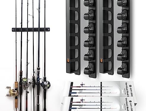 OJYDOIIIY Wall Mount Fishing Rod Holders,Vertical Fishing Pole Storage Rack for Garage 2 Packs