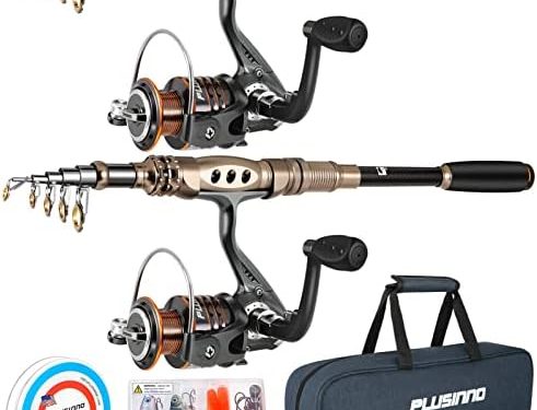 PLUSINNO Fishing Rod and Reel Combos Carbon Fiber Telescopic Fishing Pole with Reel Combo Sea Saltwater Freshwater Kit Fishing Rod Kit