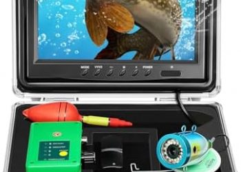 Underwater Fishing Camera, Adalov Portable Fish Finder Camera Waterproof 1000TVL, LCD Monitor for Ice, Infrared LED IP68 Waterproof Camera with Adjustable 15 pcs Infrared and 15 pcs White Lights