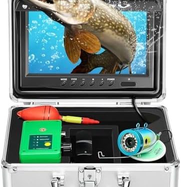 Underwater Fishing Camera, Adalov Portable Fish Finder Camera Waterproof 1000TVL, LCD Monitor for Ice, Infrared LED IP68 Waterproof Camera with Adjustable 15 pcs Infrared and 15 pcs White Lights