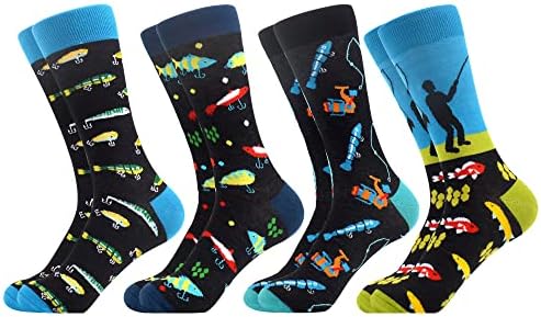 WeciBor Men’s Funny Novelty Cotton Crew Socks – Shoe Size 9-11/10-13/13-16