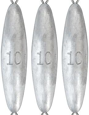 BLUEWING Torpedo Sinker Through Wire Fishing Weight Sinkers Saltwater Bullet Lead Fishing Sinkers Double Ringed One Piece Wire Trolling Sinker Weight 2oz-48oz