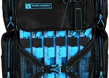 Evolution Fishing Drift Series Tackle Backpack – Blue, 3600 Size, Outdoor Rucksack w/ 6 Fishing Tackle Trays, Built In Rain Fly, Heavy Duty Fishing Backpack, Tackle Carrying Case