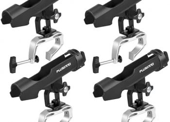 PLUSINNO Fishing Boat Rods Holder Large Clamp Opening 360 Degree Adjustable Fishing Rod Racks Folding Holder