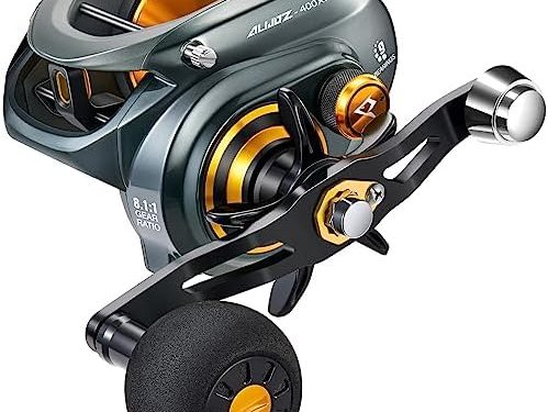 Piscifun Alijoz 400 Baitcaster Fishing Reel, 38Lbs Max Drag Aluminum Alloy Frame Baitcasting Reel, Available in 6.6:1/8.1:1 Gear Ratio, Freshwater and Saltwater Low Profile Casting Reel for Musky
