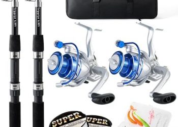 Tripquips Fishing Pole Combo, 6.9ft 2Pcs Telescopic Rods Set, Collapsible Carbon Fiber Fishing Rods, 2PCS Spinning Reel Set with Carrier Bag Freshwater Fishing Rod and Reel Combos Kits