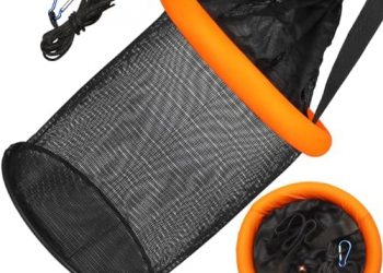 Dovesun Floating Fishing Basket, Collapsible Fishing Net Portable Nylon-mesh | Coated Nylon Net Fishing Bait Storage Cage for Keeping Crayfish Minnows Leaches and Other Live Baits