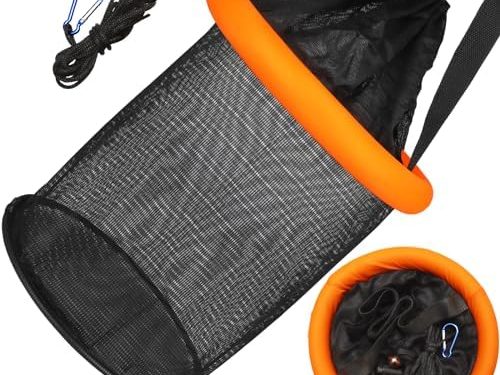 Dovesun Floating Fishing Basket, Collapsible Fishing Net Portable Nylon-mesh | Coated Nylon Net Fishing Bait Storage Cage for Keeping Crayfish Minnows Leaches and Other Live Baits