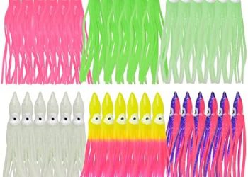 Fishing Squid Skirts Octopus Lures, Glow Soft Plastic Fishing Bait Trolling Lure Saltwater for Bass Salmon Trout Multicolored 7cm 9cm 11cm