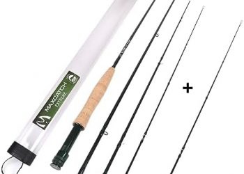 M MAXIMUMCATCH Maxcatch Extreme Graphite Fly Fishing Rod 4-Piece 9 Feet with IM6 Carbon Blank, Hard Chromed Guides, A Cork Grip (Size:3/4/5/6/7/8/10wt)