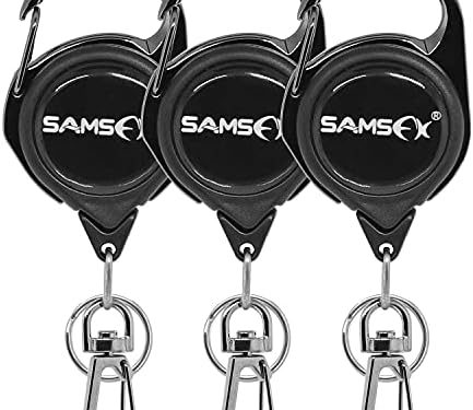 SAMSFX Fly Fishing Zinger Retractor for Anglers Vest Pack Tool Gear Assortment Combo 3pcs in Pack