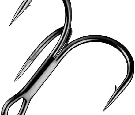 Treble Fishing Hooks,Super Sharp Solid Triple Barbed Fish Hook Strong Wide Gap High Carbon Steel Barbed Hook for Fishing Lures Baits Freshwater Saltwater
