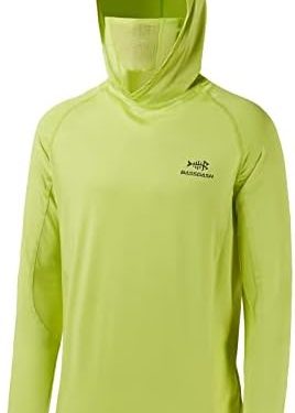 BASSDASH UPF 50+ Men’s Long Sleeve Fishing Shirt with Mask UV Neck Gaiter Hoodie