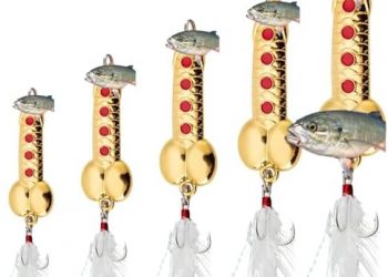 Fishing Gifts for Men, White Elephant Gifts Gag Gift Spoon Lures for Bass Trout Hilarious Unique Funny Gadgets for Fisherman Gold 5 Pack