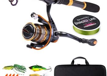 Sougayilang Fishing Rod Reel Combos Carbon Fiber Telescopic Fishing Pole with Spinning Reel for Travel Saltwater Freshwater Fishing
