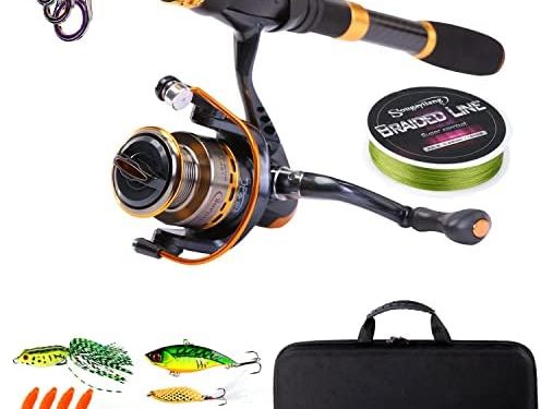 Sougayilang Fishing Rod Reel Combos Carbon Fiber Telescopic Fishing Pole with Spinning Reel for Travel Saltwater Freshwater Fishing