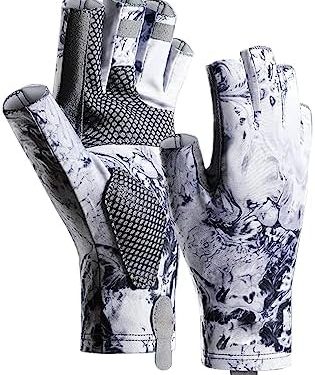 Sun Gloves UPF 50+ Fishing Gloves, Fingerless Sun Protection UV Protection Fishing Gloves Men/Women for Kayaking, Hiking, Paddling, Driving