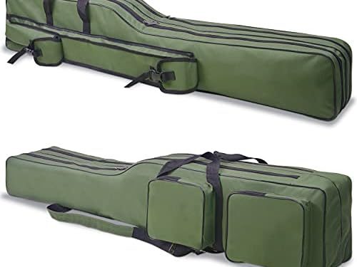 Fishing Rod Case, Portable Fishing Pole Bag Case 4.27ft Waterproof Fishing Rod Reel Carrier Bag Organizer Large Capacity Fishing Tackle Storage Bag Travel Carry Case Gift for Men