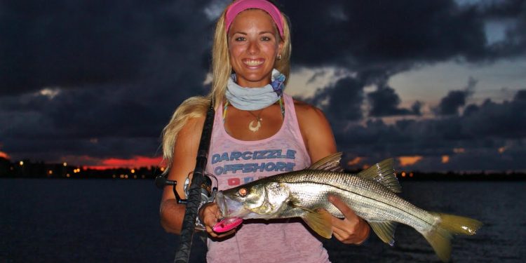 GIRL Inshore Dock Fishing for Florida Snook GoPro Video