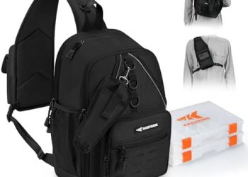 KastKing Karryall Fishing Sling Tackle Bag with 2 Tackle Trays, Tactical Fishing Tackle Storage Bag, Fishing Gear Storage