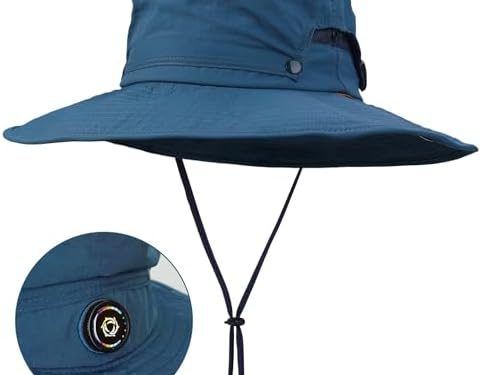Sukeen Mens Sun Hat Outdoor Wide Brim Fishing Hat with Adjustable Knob UPF 50+ Boonie Hat for Hiking Camping Gardening Safari