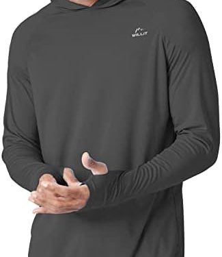 Willit Men’s Sun Shirts UPF 50+ Protection Hoodie Rash Guard Shirt SPF UV Shirt Long Sleeve Fishing Outdoor Lightweight