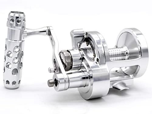 Conventional Lever Drag 2-Speed Trolling Fishing Reel, 4.5:1/2.1:1 Gear Ratio, Overhead Multiplier Saltwater Reel, 25kg Powerful Carbon Drag