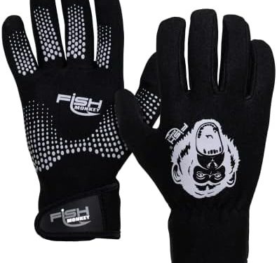 Fish Monkey Second Skin Fit with Velcro Wrist. Water and Wind Resistant Neoprene, Non Slip Superior Grip with Slit Opening Index and Thumb Gloves for Men and Women