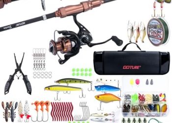 Goture Fishing Rod and Reel Combos-Telescopic Fishing Pole Spinning Reel Lures Set with Carrier Bag,Telescopic Fishing Rod Fishing Kit for Starter Travel Saltwater Freshwater Fishing Gear Gift