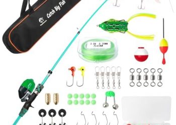 Kids Fishing Pole Kit Set，Portable Telescopic Fishing Rod and Reel Combo Full Kits for Boys, Girls, Beginner, Youth