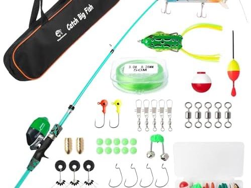 Kids Fishing Pole Kit Set，Portable Telescopic Fishing Rod and Reel Combo Full Kits for Boys, Girls, Beginner, Youth