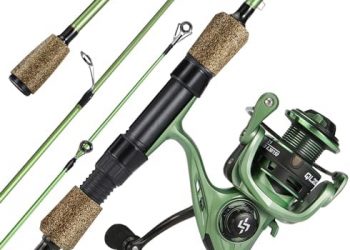 One Bass Fishing Rods Combo, 30-Ton Carbon Fiber Blanks Spinning Rods,5.2:1 Gear Ratio Fishing Reel, 2-Piece with Rubber Cork Handle