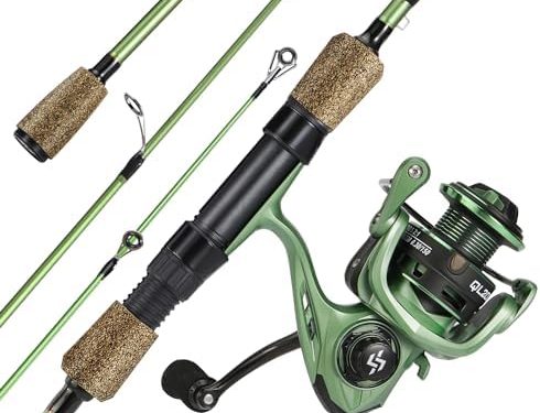 One Bass Fishing Rods Combo, 30-Ton Carbon Fiber Blanks Spinning Rods,5.2:1 Gear Ratio Fishing Reel, 2-Piece with Rubber Cork Handle