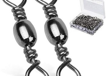 AMYSPORTS High Strength Fishing Swivels Barrel Solid Ring Barrel Fishing Swivel Rolling Fishing Tackle Line Connector Saltwater Freshwater Stainless Steel Accessories
