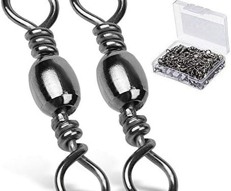AMYSPORTS High Strength Fishing Swivels Barrel Solid Ring Barrel Fishing Swivel Rolling Fishing Tackle Line Connector Saltwater Freshwater Stainless Steel Accessories