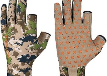 BASSDASH Unisex Fingerless Camo Hunting Gloves for Men’s Women’s Early Season Warm Weather UPF 50+ Lightweight Fishing Photography HG03