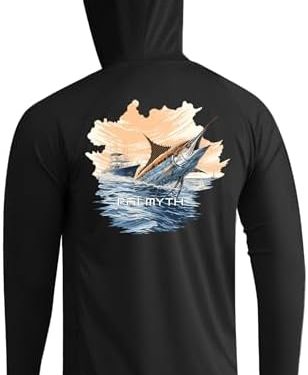 Palmyth Fishing Hoodie for Men Long Sleeve Sun Protection UV UPF 50+ Shirts…