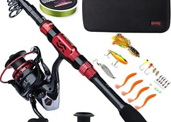 Sougayilang Telescopic Fishing Rod Combos with Protable Fishing Pole Spinning Reels Fishing Carrier Bag for Travel Saltwater Freshwater Fishing