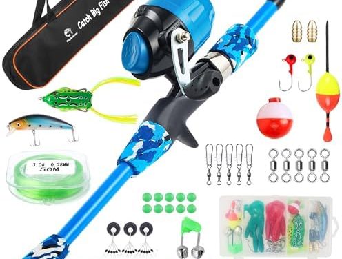 Kids Fishing Pole Kit Set，Portable Telescopic Fishing Rod and Reel Combo Full Kits for Boys, Girls, Beginner, Youth
