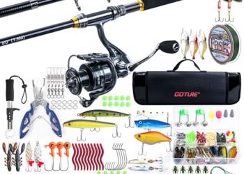 Goture Fishing Rod and Reel Combos-Telescopic Fishing Pole Spinning Reel Lures Set with Carrier Bag,Telescopic Fishing Rod Fishing Kit for Starter Travel Saltwater Freshwater Fishing Gear Gift